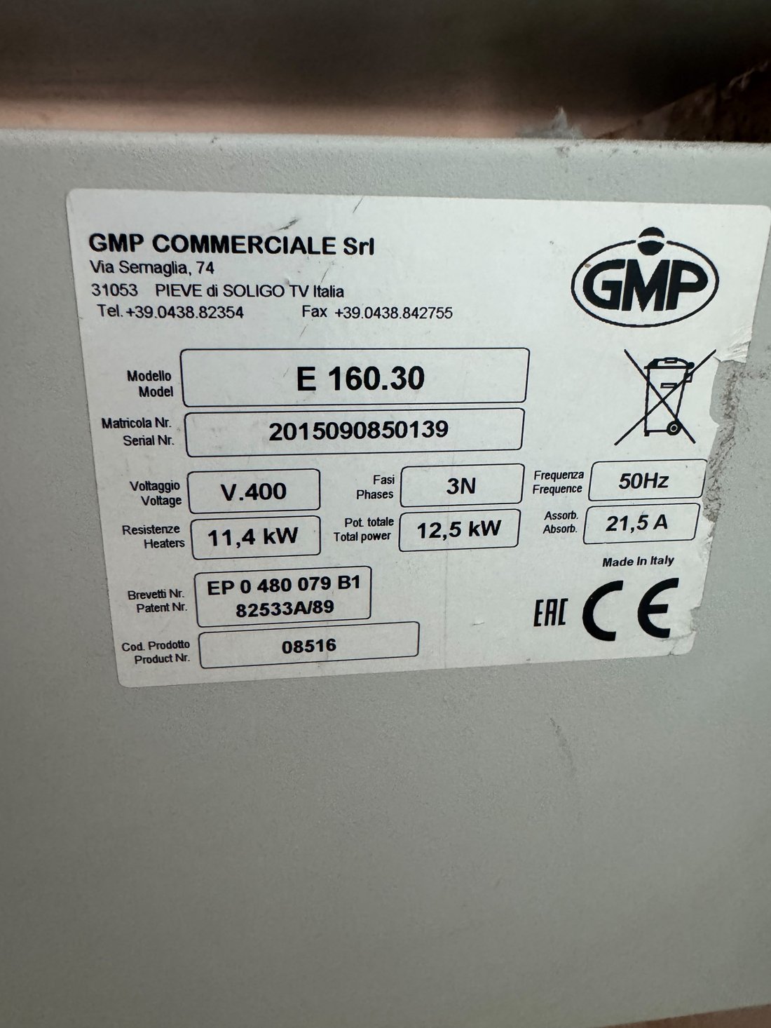 Прислали шильдик катка GMP E 160.30 — по нему сняли параметры машины.